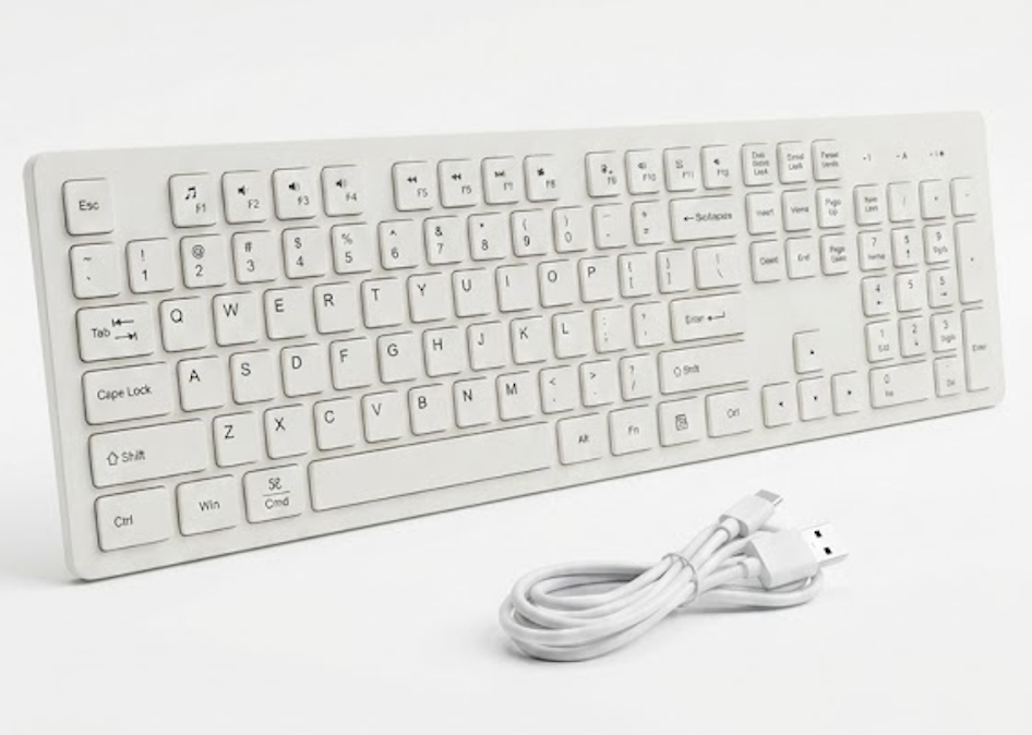 Wireless Keyboard, Quiet and Compact US Layout, Plug and Play, Unifying USB Receiver, White