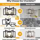 25" Modern Matte Black Chandelier for Dining Room, No Assembly Required Black Dining Room Light Fixture Over Table, Industrial Metal Hanging Pendant Lights Fixture for Kitchen Island, Entryway, Foyer