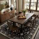 RELEANY Area Rugs 5'x7' Washable Non-Slip, Floral Vintage Distress Print Pattern Medallion Carpet for Living Room Bedroom Dining Room, Black Brown Neutral Dark Tan