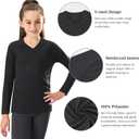 Stelle Youth Girls Athletic Performance Long Sleeve Shirts V Neck Moisture Wicking Base Layer Undershirt (M)