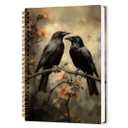 nvucamd Dark Academia Raven Floral Spiral Notebook, Gothic Black Crow Journal Notebook, Witchy Raven Journaling Notebooks for Women, Gothic Raven Office School Supplies Gifts, 5.5x8.3 In