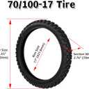 70/100-17 2.50/2.75-17 Motorcycle Tire and Inner Tube Off Road Fit for Coolster TaoTao 110cc 125cc 140cc QG-214 X-M125 125cc C70 CL70 CR80 CR80R CR80RB CRF80F CRF100F CRF125F CRF150R CT90 CT110 XR100R