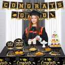 NatNarr Black and Gold Graduation Decorations 2026 Include Class Of 2026 Graduation Plates Napkins Cups Tablecloth Congrats Grad Banner for Middle College High School, 25 Guest