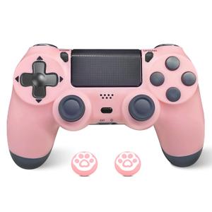 Hcirtnawi Wireless Controller for ps-4,Remote controller for ps-4/Slim/Pro/PC with Dual Vibration/3.5mm Audio Jack/6-Axis Gyro/Touch Pad/Type-C Port/1000mAh Battery (Pink)