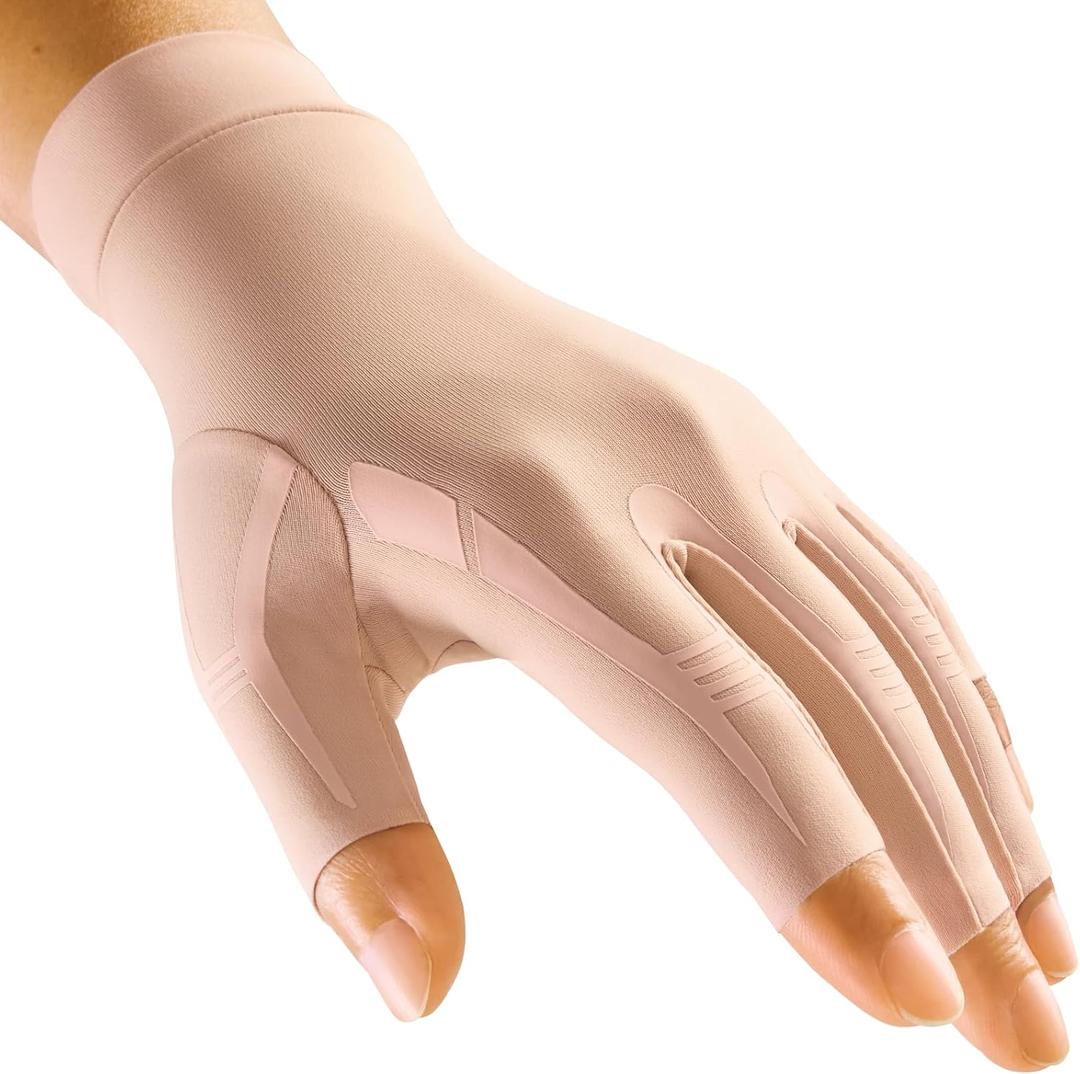 FREETOO All-Around Compression Arthritis Gloves for Women for Pain, Carpal Tunnel Relief Gloves for Men, Hand Compression Gloves for Crocheting, Rheumatoid Arthritis. Warm Pink M