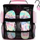 NOBLIGOAL Mesh Shower Caddy Portable,for College Dorm Room Toiletry Bathroom Essentials Gym Camp Quick Dry Handles with Hook, Pink