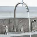3 Hole or 4 Hole Two Handle Kitchen Faucet with Side Sprayer, Commercial Lead-Free Brushed Nickel Kitchen Sink Faucets for Rv Sinks with High-Arc Spout & Side Sprayer, VADR0004L