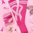 2 Pairs Breast Cancer Awareness Compression Socks Pink Softball Soccer Football Socks (Pink)