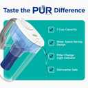 PUR Plus 7-Cup Water Filter Pitcher for Fridge, Cleaner, Great-tasting Water, Dishwasher Safe, Powerful Filtration, Change Light Indicator, LockFit Cap Design, White