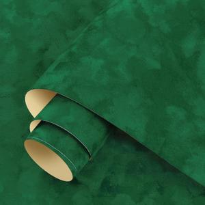 ReWallpaper Dark Green Velvet Wallpaper Peel and Stick Vintage Green Contact Paper for Cabinets Removable Soft Flocked Texture Velvet Fabric Wallpaper for Drawer Liner Small Wall DIY 17.5in X 6.5ft
