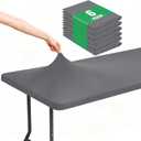 Moosfor Spandex 4 Foot Rectangle Table Cloth 6 Pack, Elastic Fitted Tablecloths for Picnic, Stretch Washable Patio Table Cover for Outdoor, Camping, Banquet and Parties (Grey, 30"x48")