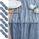 6PCS Table Runner Cheesecloth 10FT Dusty Blue Boho Gauze Cheese Cloth Rustic Sheer Table Runners for Wedding Bridal Baby Shower Party Decoration