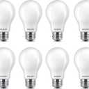 PHILIPS 561761 Bombilla LED de 12.2 W (equivalente a 75 W) A19 regulable - Blanco suave - 1100 lmenes - Base mediana E26 (8 bombillas)