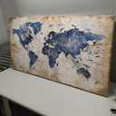 World Map Canvas Wall Art Abstract Navy World Maps for Wall Vintage Modern Wall Art for Office Framed Pictures for Living Room Bedroom Wall Decoration for Home Office Decor Artwork for Walls, 24x48IN