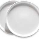 Braque Ceramic Plant Saucer 4.9 Inch, 2 Pack Round White Flower Plant Saucers for Holding Water Drips and Soil, Ceramic Drainage Tray for Plant Pots, Include Silicone Feet Protect Surface