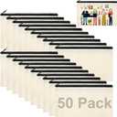 Dimeho 50pcs Blank DIY Craft Canvas Pencil Case Makeup Pouch Canvas Pouch Multi-Purpose Travel Toiletry Zipper Bag Bulk Cosmetic Bags for Makeup Toiletry Stationary Storage
