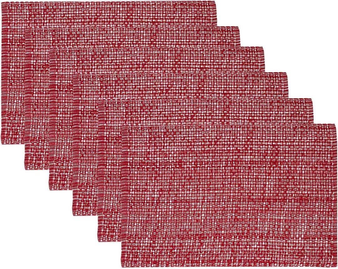 Placemats Set of 4-100% Cotton Two-Tone Rectangle Placemat for Dining Table - Washable Table Decor for Kitchen, Farmhouse, Rustic, Durable for Everyday Use, Red
