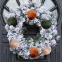 TonJin Christmas Tree Ornaments Velvet Balls 12 Pack, 3.15"/80mm Glitter Shatterproof Hanging Flocked Large Xmas Bulbs Decorations, Lightweight,Green Burnt Orange Neutral Holiday Party Home Decor