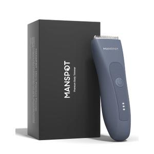 MANSPOT Electric Groin Hair Trimmer Hair Finishing Trimmers, Men's Shaving & Grooming Sets Kit with 4 Guards and Replaceable Ceramic Blade Heads, Waterproof Wet/Dry Trimmer,90 Minutes Shaving Tools (Airy Blue)