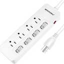 Appliance Extension Cord with Individual Switches on Off - 6 FT, 14 Gauge Heavy Duty Extension Cord with 4 AC Outlets, Wall Mountable, High Wattage for Microwave Workbench Garage Must Have, ETL Listed