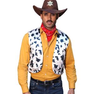 Karlywindow Mens Cow Print Vest Open Front Festival Vintage Hippie Halloween Costumes Outfit Vests (XX-Large, White)