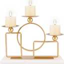 Gold Candle Holders for Pillar Candles with Marble Base 3 Arms Metal Candelabra Candle Holders Gold Home Decoration Elegant Candle Stand for Table Centerpieces,Fireplace,Anniversary