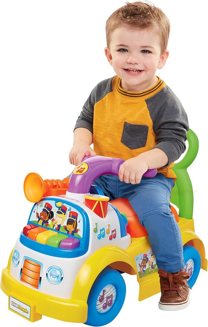 Fisher-Price Little People Music Parade Ride-On, Plays 5 Marching Tunes & Other Sounds! Perfect for Toddler Boys & Girls Ages 1, 2, & 3 Years Old - Helps Foster Motor Skills