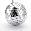 Suwimut 9 Pack Mirror Disco Ball, 4 Inch Small Mirror Ball Ornaments Silver Hanging Disco Balls with Attached String for Reflect Light, Party Favor, Home Bands Decorations, Stage Props, Christmas