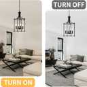 4-Light Black Chandeliers for Dining Room, Foyer Chandeliers Lantern Tiered Industrial Ceiling Light Metal Modern Farmhouse Pendant Lights for Kitchen Island Entryway, Living Room