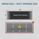 24 x 8 Inch (Duct Opening) Return Air Vent Cover, Louvered Steel HVAC Grille for Wall and Ceiling, White Powder-Coated Rust-Resistant Finish, Decorative Design, Easy to Install