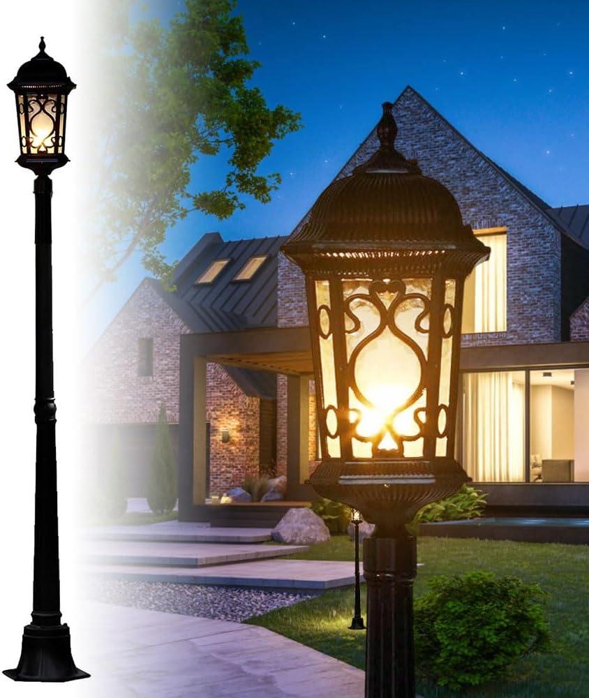 Outdoor Lamp Post Driveway Light Poles Yard Backyard Waterproof Black Pillar Lights Die-cast Aluminum Retro Post Lamp 71in Street Lighting for Garden Lawn Porch