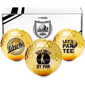 Funny Uncle Gifts Golf Balls Set for Men or Him, Perfect for Uncle, Coworkers, Boss, Golfers, Golf Lovers for Birthday & Father's Day - Gold