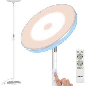 Bright Floor Lamp,42W 3700LM LED Torchiere Floor Lamps for Living Room, 71in. Modern Tall Standing Light with Remote,Color & Brightness Dimmable Sky Light,1/2/3H Timer for Bedroom,Office(White)