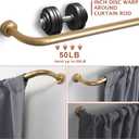Warm Gold Curtain Rods for Windows 66 to 120",1 Inch Disc Wrap Around Curtain Rod with Aluminum Finials and Brackets,No Screw Disassembly Adjustable Blackout Curved Room Darkening Curtain Rod