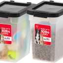 IRIS USA Airtight Dog Food Storage Container, Up to 10 lbs Each, 2 Pack, for Dog Cat Bird and Other Pet Food Storage Bin, Keep Fresh, Translucent Body, BPA Free, Clear/Black