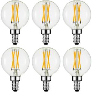 Arberlic G16.5 Light Bulb,4W E12 LED Bulb dimmable Equivalent E12 Candelabra Bulb 40 Watt,Warm White 2700K,400lm,CRI85+,AC120V,Edison Style,Clear Glass,ETL Listed,Pack of 6