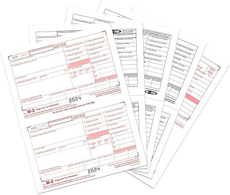 W2 Forms 2024, 6 Part Tax Forms, 25 Employee Kit of Laser Forms Designed for QuickBooks and Accounting Software
