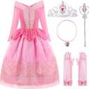 ReliBeauty Girls Princess Dress up Costume with Accessories, 6, Pink