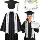 Kids Kindergarten Preschool Graduation Gown Cap Set with 2026 Tassel Graduation Stole Certificate for Grad Gift (30)