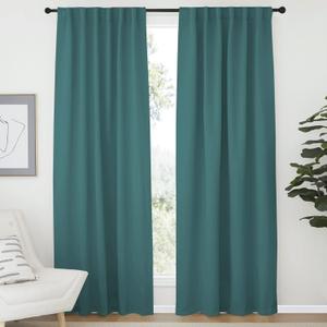 NICETOWN Living Room Blackout Draperies - (Sea Teal Color) W52 x L84, 2 Pieces, Room Darkening Window Blackout Drape Panels