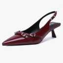 Mostrin Kitten Heels for Women Pointed Toe Pumps Patent Leather Low Heel Slingback Heels with Buckle Dress Shoes for Dating Party Working, 6