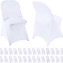 Folding Chair Covers 30 PCS Stretch Spandex Chair Covers Upgraded Universal Washable Fitted Chair Slipcovers Protector for Party, Wedding, Holidays, Banquet, Celebration (White, 30 PCS)