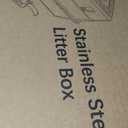 Stainless Steel Litter Box with Lid, 180 Flip-Top XL Extra Large Enclosed Litter Box for Big Cats, Front Entry Top Exit Kitty LitterBox, Metal Cat Box with Scoop & Step Board, Odor-Free, Anti-Leak