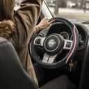 Car Steering Wheel Cover, Leather Steering Wheel Cover Pink Universal 14.5-15 Inch Microfiber Leather Anti-Slip Breathable Auto Steering Wheel Covers for Men Women (Black&Pink)