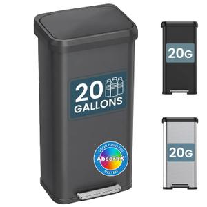 iTouchless SoftStep 20 Gallon/75L Extra-Large Step Trash Can w/Odor Filter