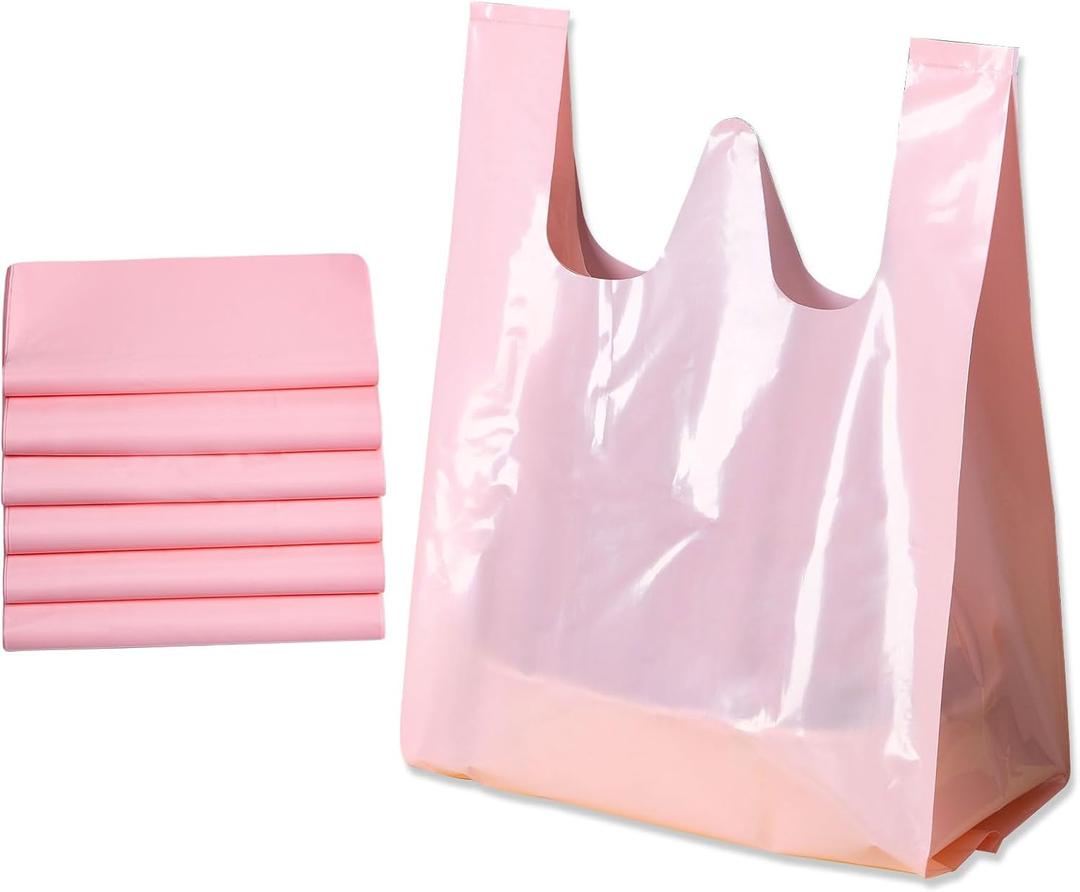Plastic Bags 50 pack 8.6512.5 inch with Handles T-shirt Bags for Retail Shopping and Food Heavy Duty