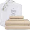 Threadmill Cotton Queen Sheet Set | 100% Cotton Sheets for Queen Size Bed | Solid Sateen Queen Bed Sheets Set with 16 Deep Pocket | Soft Breathable 4-Piece Cooling Bedding Sheet Set | Beige