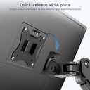 Height Adjustable Pole Mount Monitor Arm for 17"-32" Screens with Gas Spring, VESA 75x75 and 100x100 - Holds up to 19.8 lbs