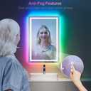 LOAAO 28"X36" LED Bathroom Mirror with Lights, Anti-Fog, Dimmable, RGB Backlit + Front Lighted, Bathroom Vanity Mirror for Wall, Memory Function, Tempered Glass Rgb, 36"L x 28"W