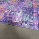 RELEANY Washable Area Rugs 5'x7' Non-Slip Modern Abstract Soft for Living Room Entryway Bedroom Nursery, Print Pattern, Purple Orange Blue Green Rust Red Colorful